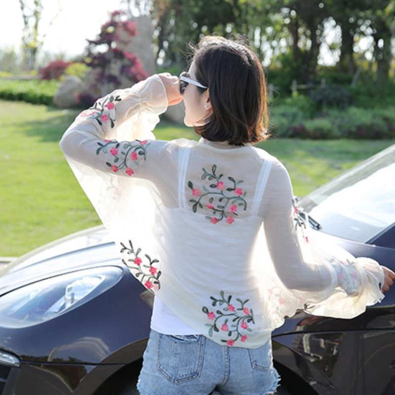 2025 Summer New Women Long Cas - Embroidery Cotton Shirt avis et prix