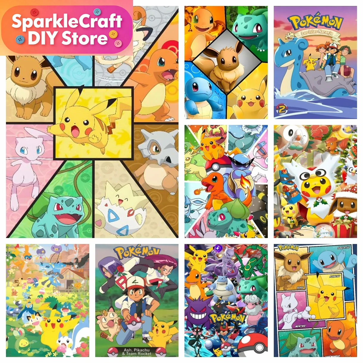 1pc frameless Cartoon Pokemon  - Embroidery Artwork avis et prix
