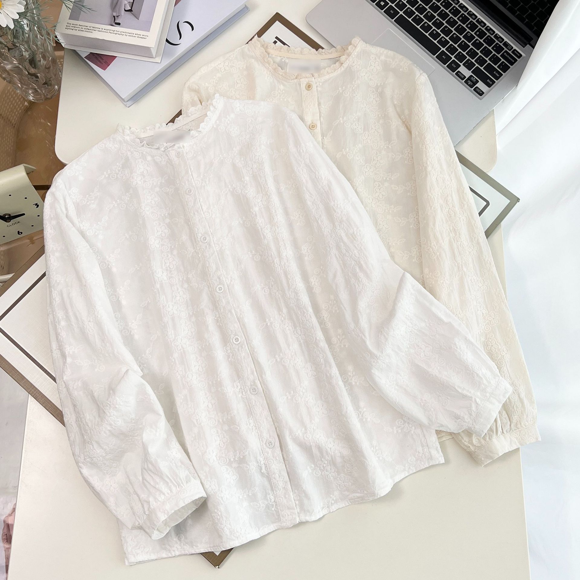 Plus Size Women's Blouses 2025 - Embroidery Cotton Shirt avis et prix