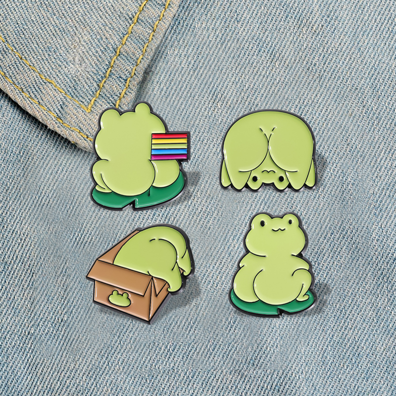 Cute Green Frog Enamel Pins Cu - Embroidery Fish avis et prix