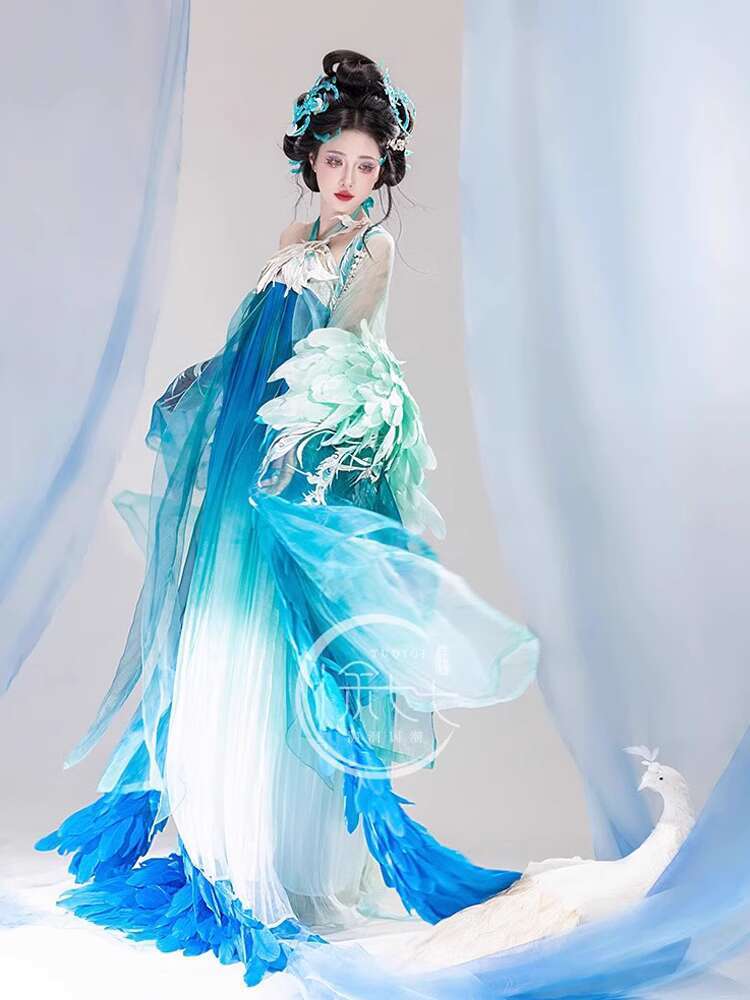 New Peacock Hanfu Womens fashi - Embroidery Cotton Shirt avis et prix