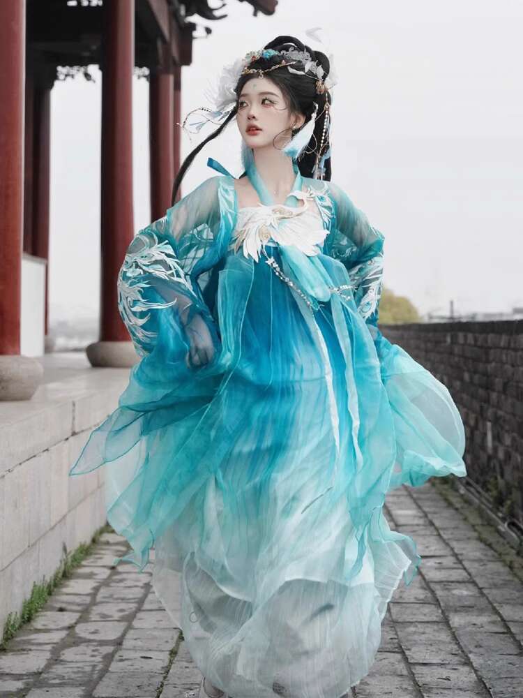 New Peacock Hanfu Womens fashi - Embroidery Cotton Shirt avis et prix