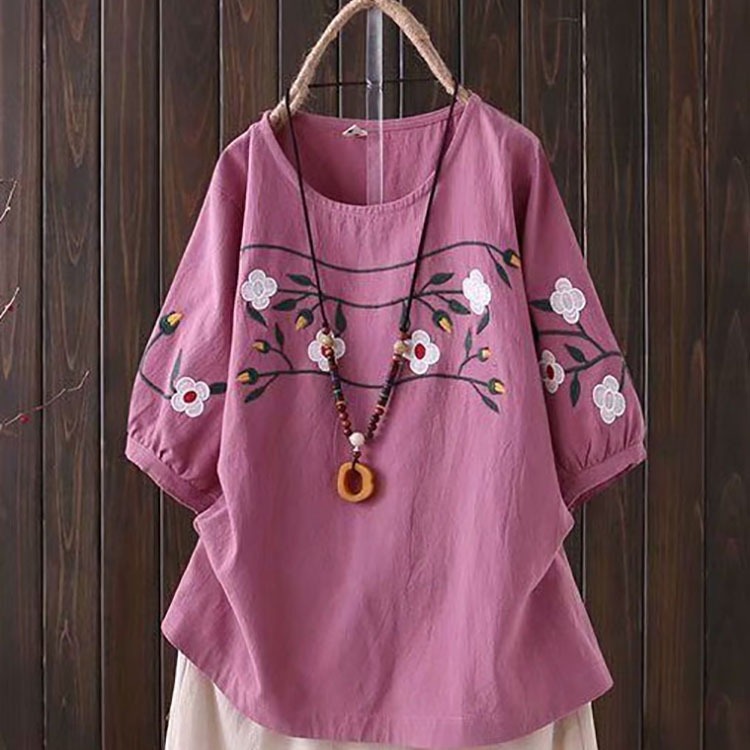Plus-size Women's Spring and S - Embroidery On Shirt avis et prix