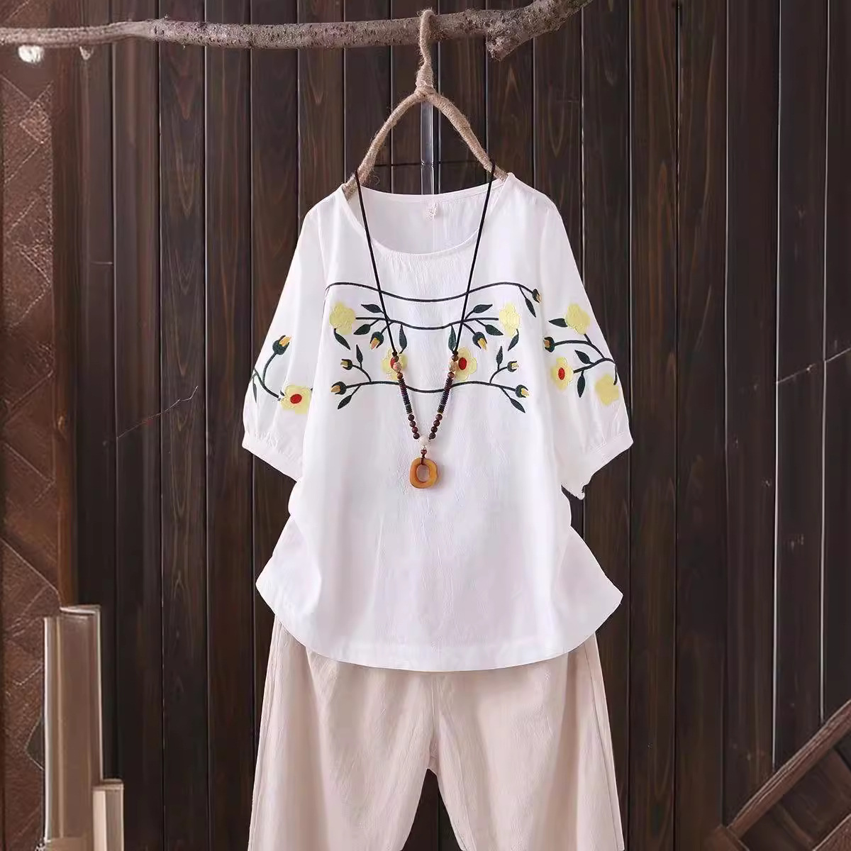 Plus-size Women's Spring and S - Embroidery On Shirt avis et prix